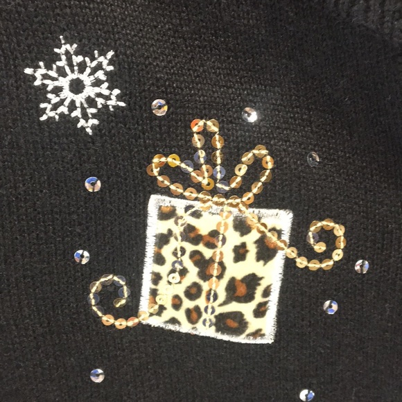 CJ Banks Black Festive Vest with Gold and White Accents - Picture 5 of 8